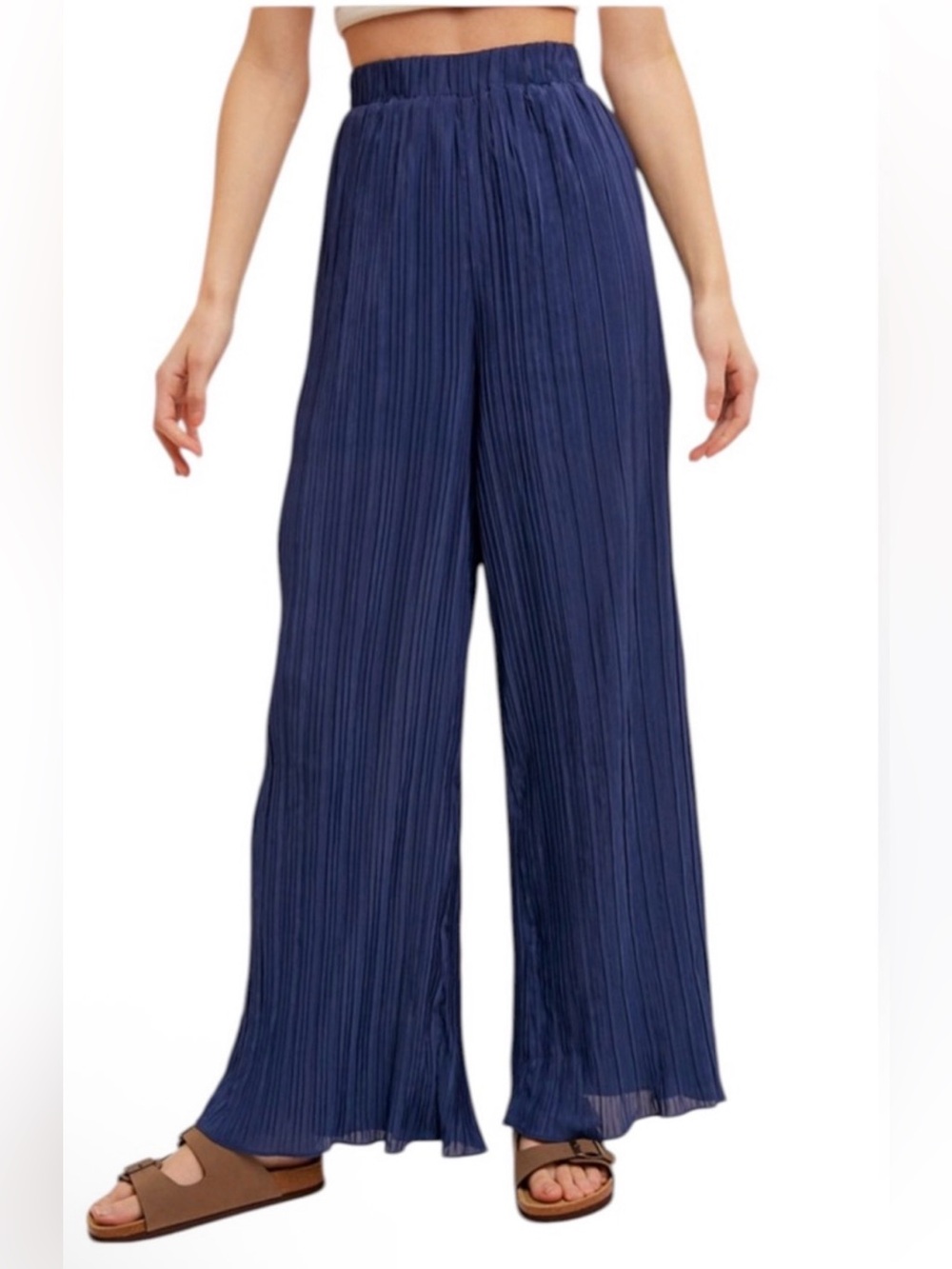 NWT Hem & Thread Wide-Leg Pleated Pants - Elastic Waist